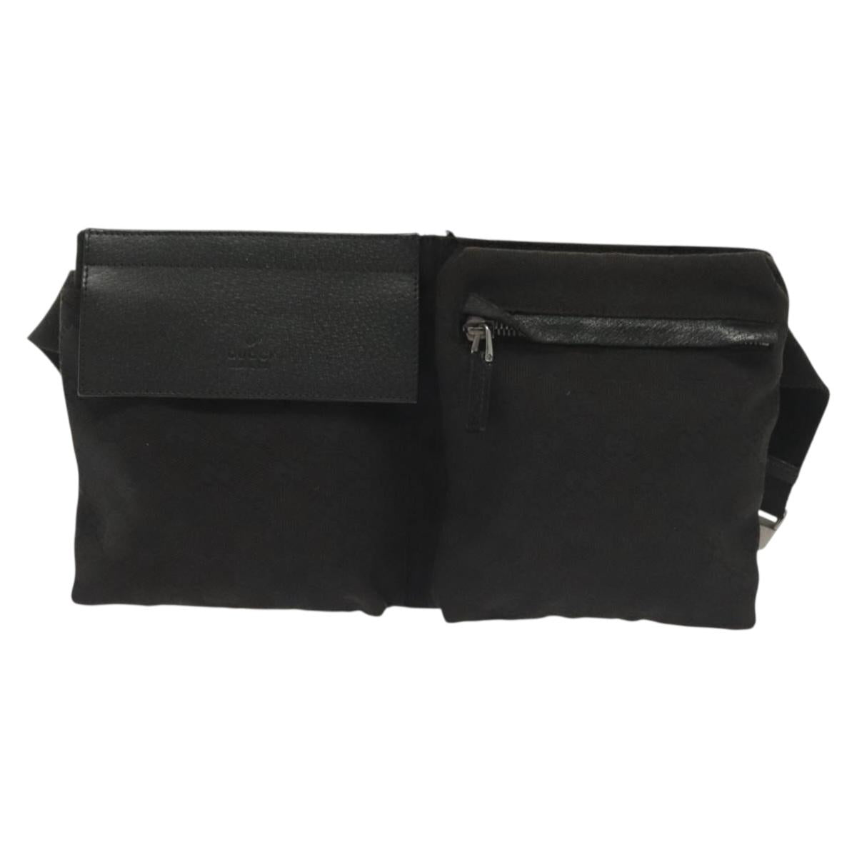 GUCCI GG Canvas Body Bag Black Silver 28566 Auth ep10174