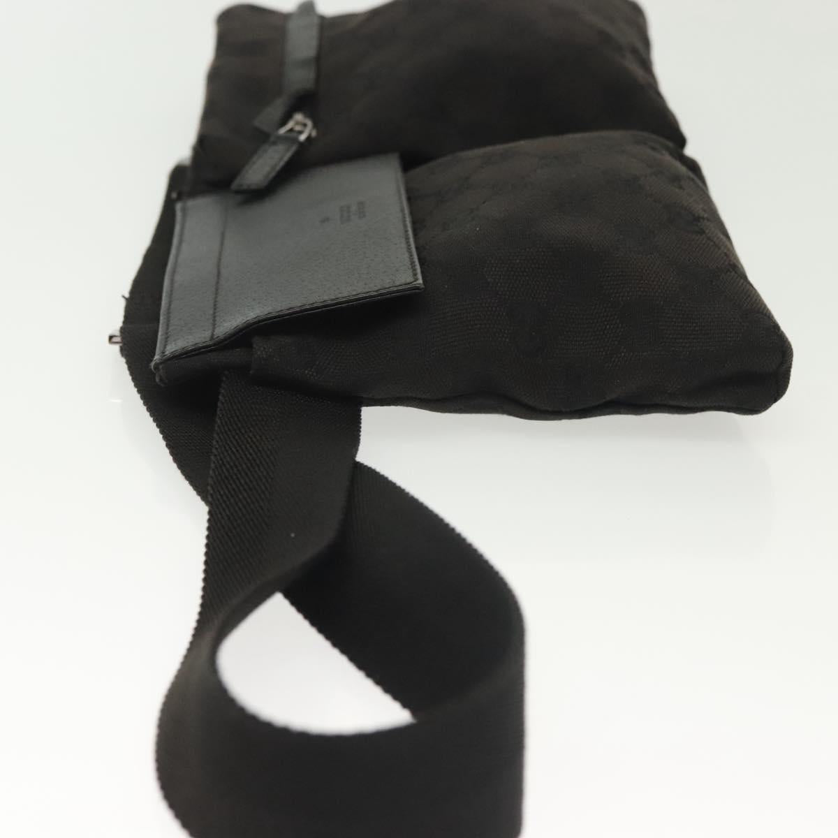 GUCCI GG Canvas Body Bag Black Silver 28566 Auth ep10174