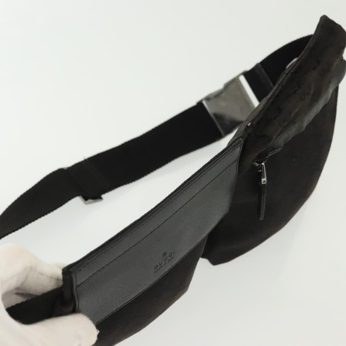 GUCCI GG Canvas Body Bag Black Silver 28566 Auth ep10174