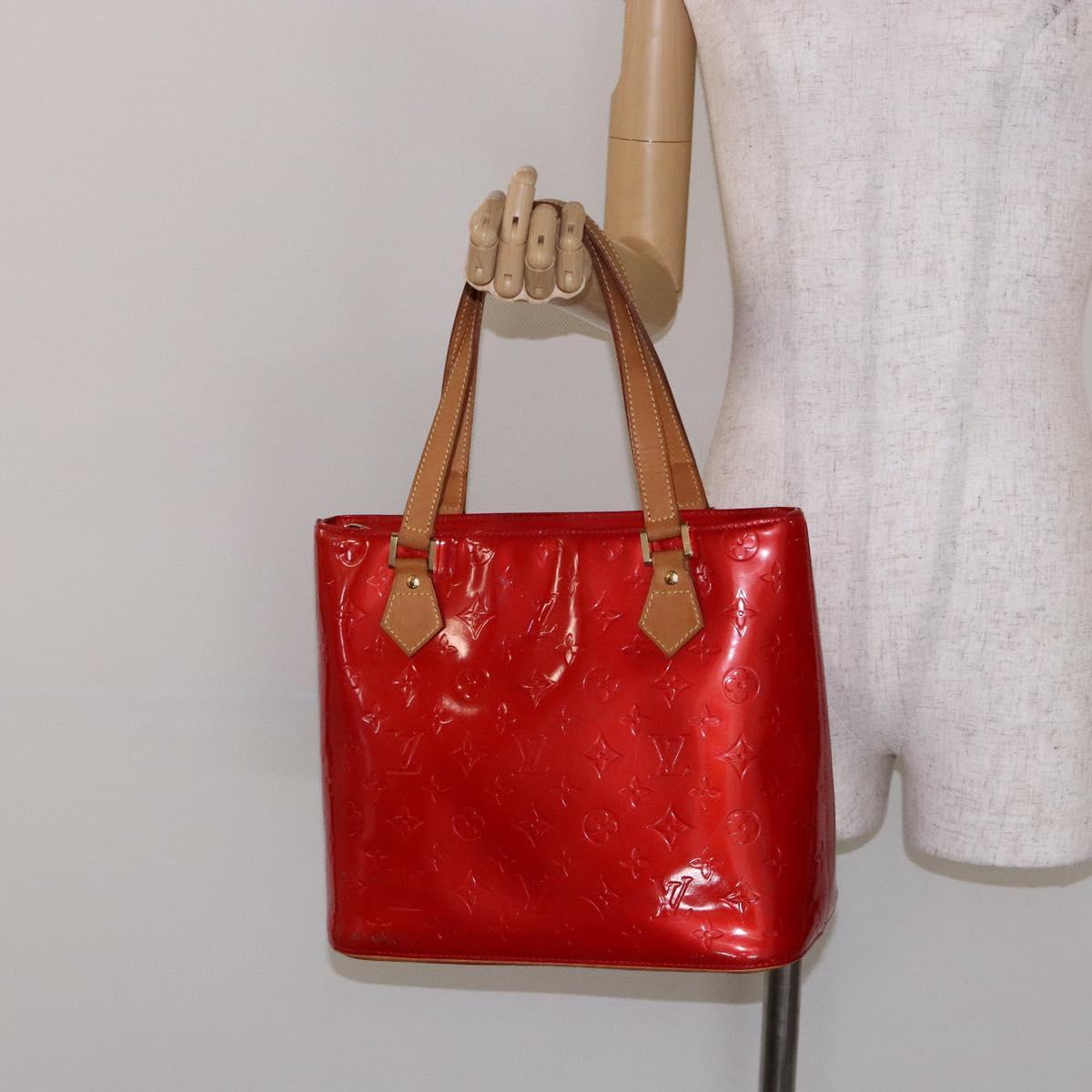 LOUIS VUITTON Monogram Vernis Houston Hand Bag Red M91092 LV Auth ep10186