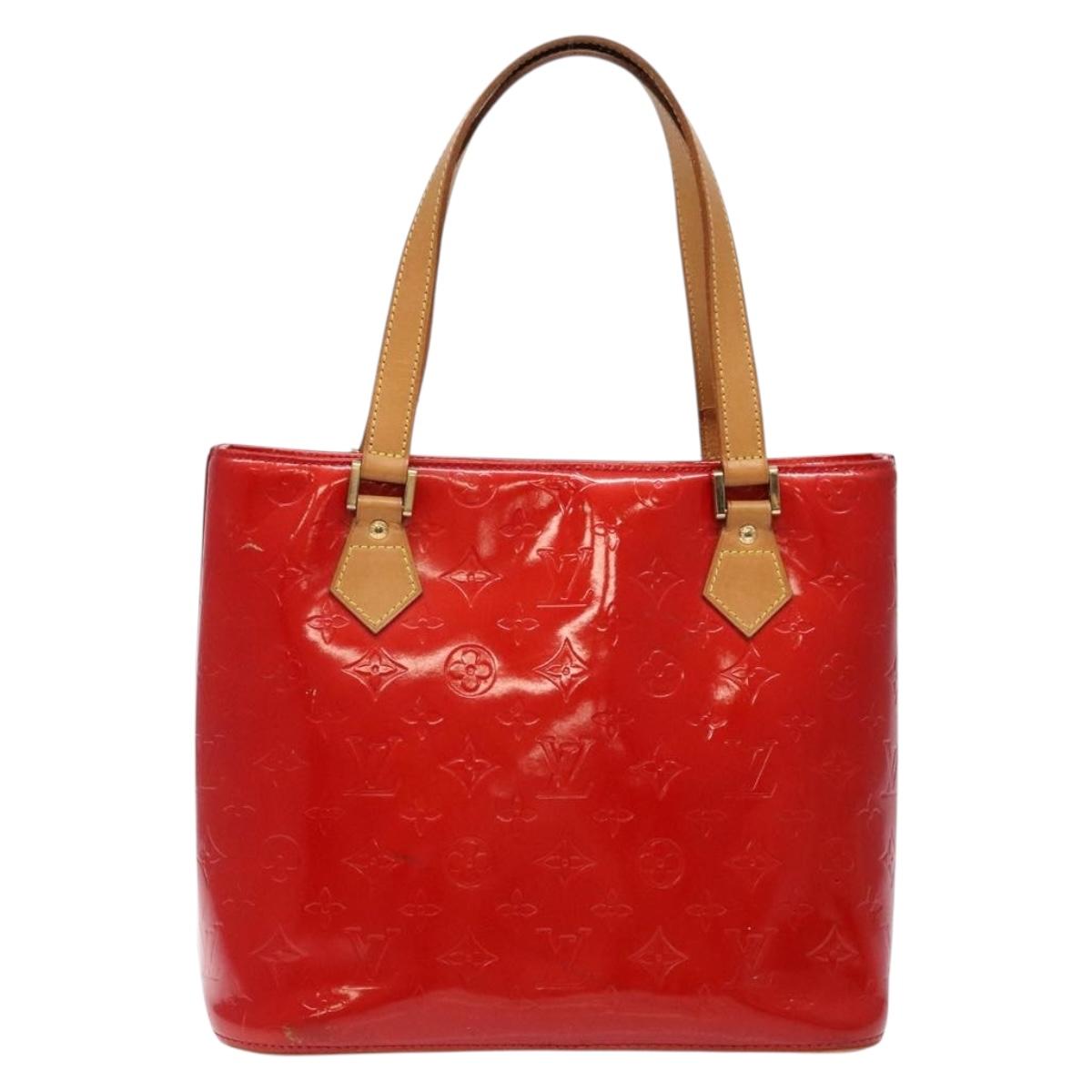 LOUIS VUITTON Monogram Vernis Houston Hand Bag Red M91092 LV Auth ep10186