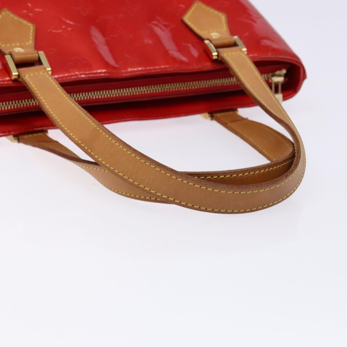 LOUIS VUITTON Monogram Vernis Houston Hand Bag Red M91092 LV Auth ep10186