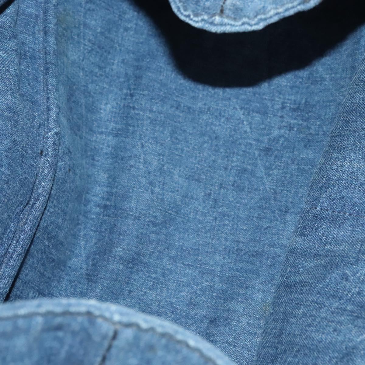 PRADA Canapa GM Hand Bag Denim Blue Gold Auth ep10187