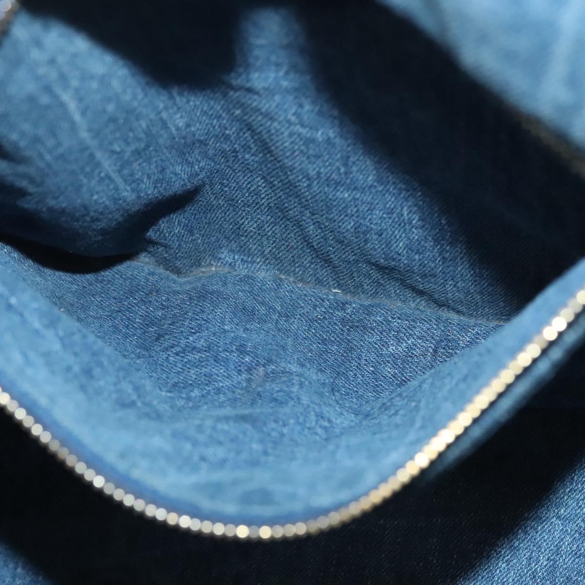 PRADA Canapa GM Hand Bag Denim Blue Gold Auth ep10187