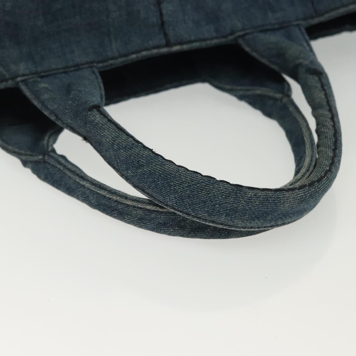 PRADA Canapa GM Hand Bag Denim Blue Gold Auth ep10187