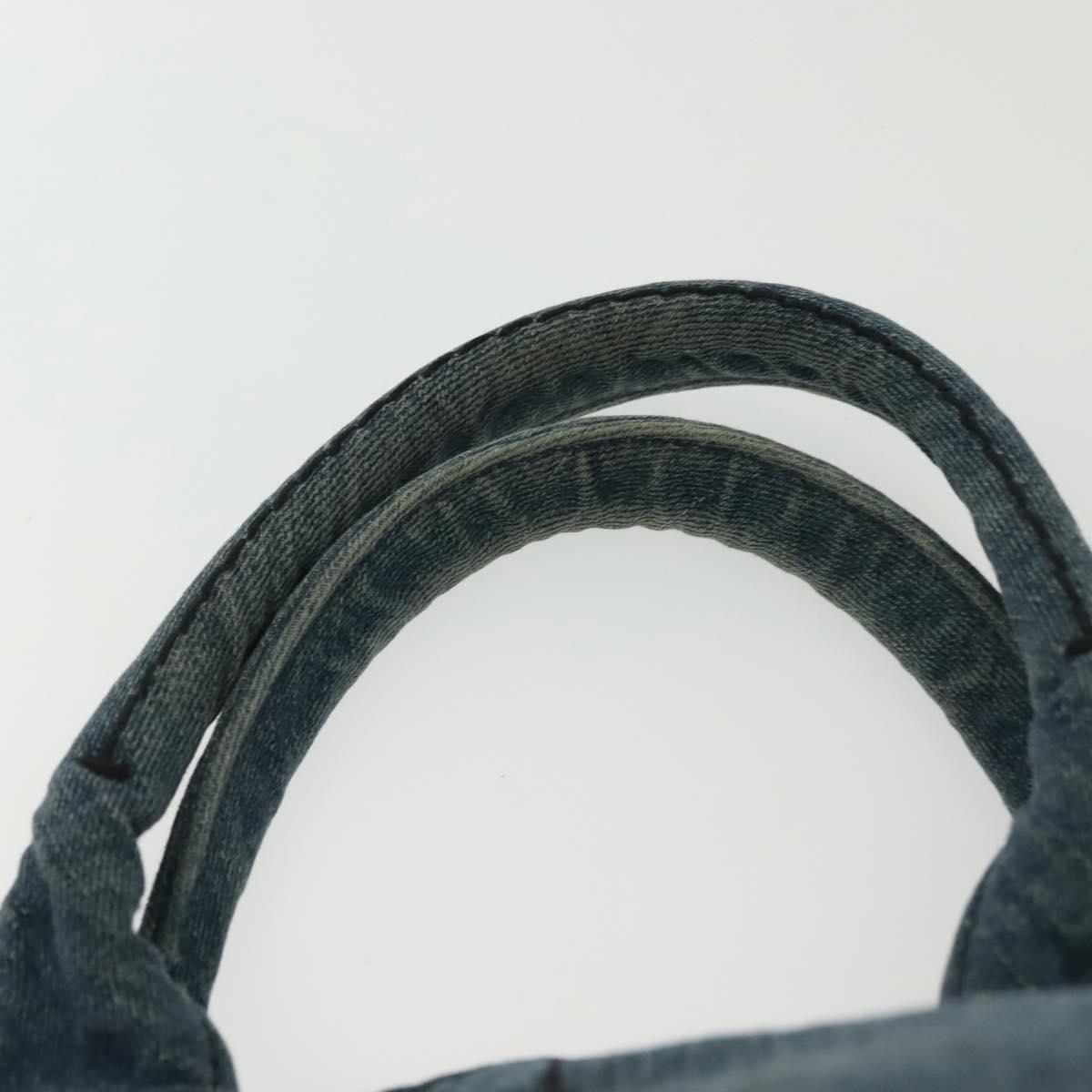 PRADA Canapa GM Hand Bag Denim Blue Gold Auth ep10187