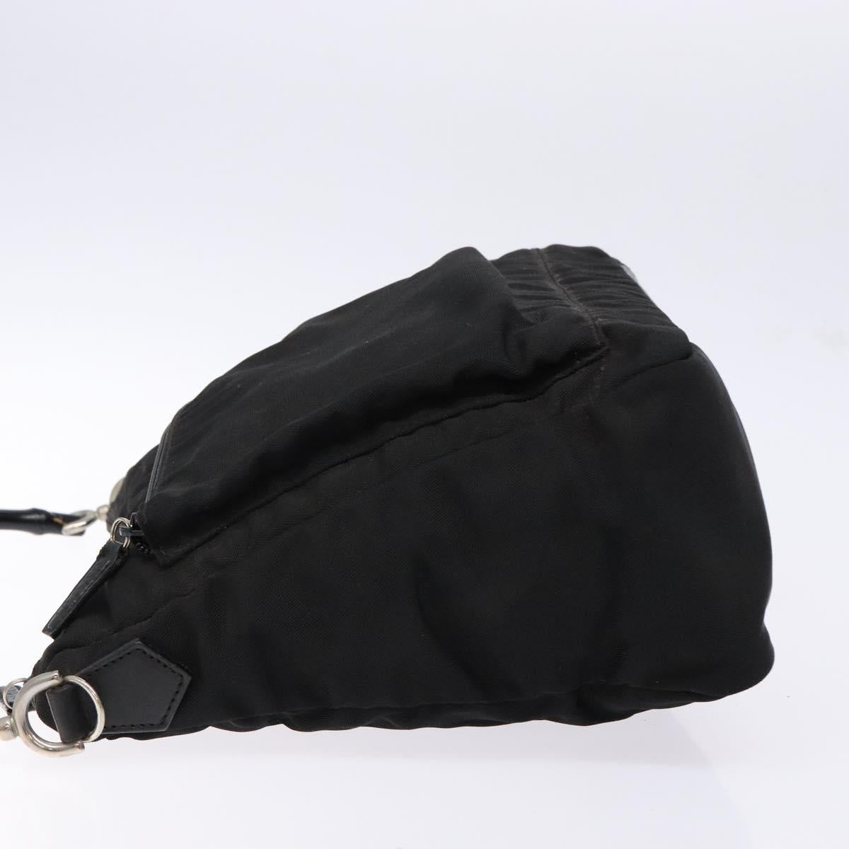 GUCCI Bamboo Hand Bag Nylon Black Silver 000 0509 Auth ep10189