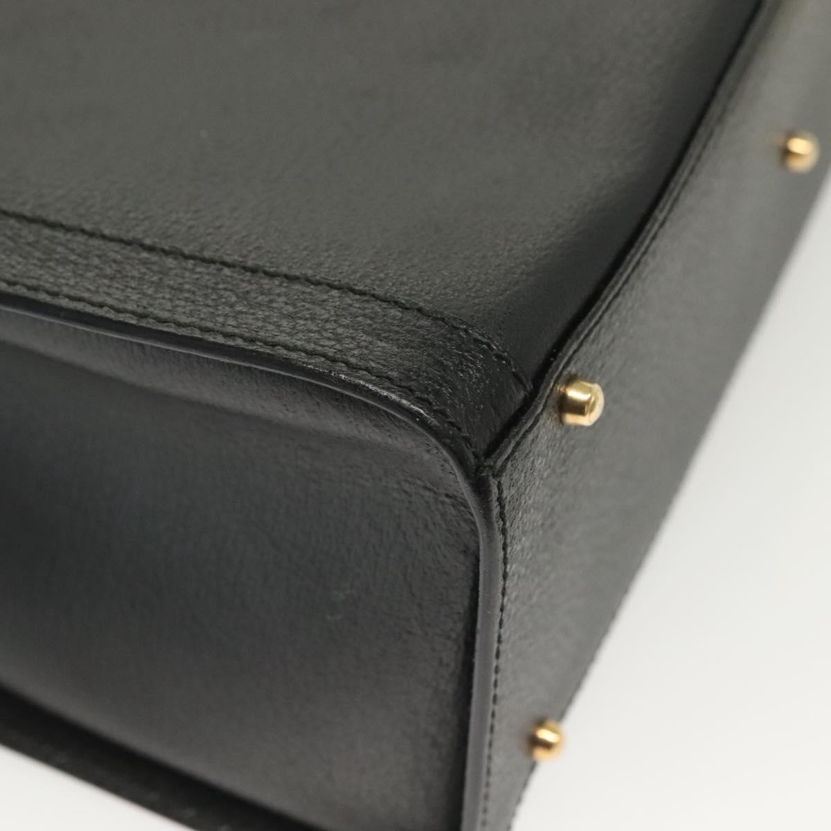 GUCCI Bamboo Hand Bag Leather Black Gold 002 2122 0260 Auth ep10191