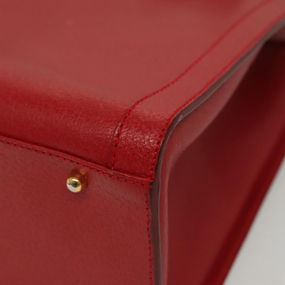 GUCCI Bamboo Hand Bag Leather Red Gold 002 2865 0260 Auth ep10194