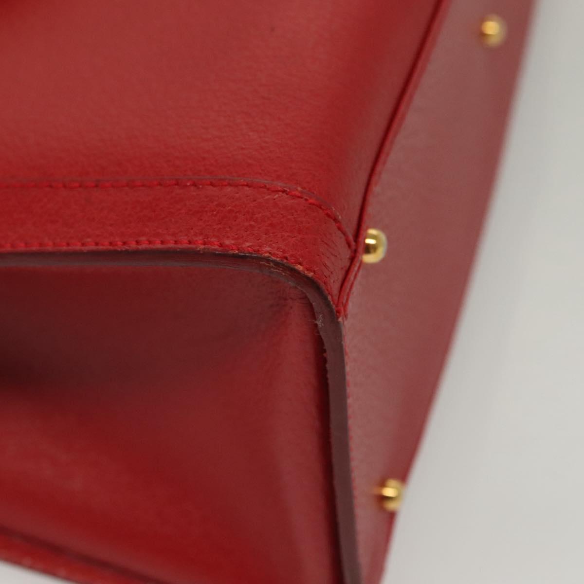 GUCCI Bamboo Hand Bag Leather Red Gold 002 2865 0260 Auth ep10194