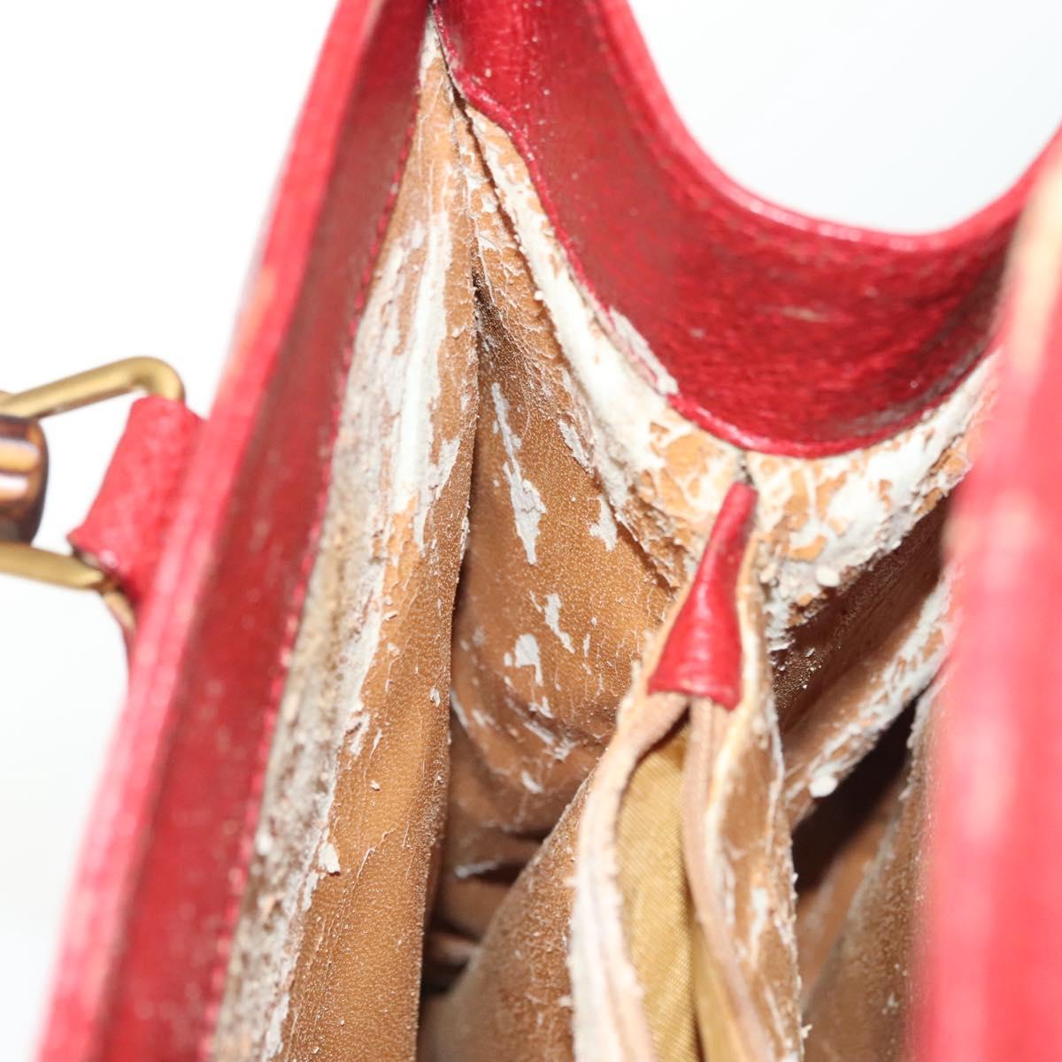 GUCCI Bamboo Hand Bag Leather Red Gold 002 2865 0260 Auth ep10194