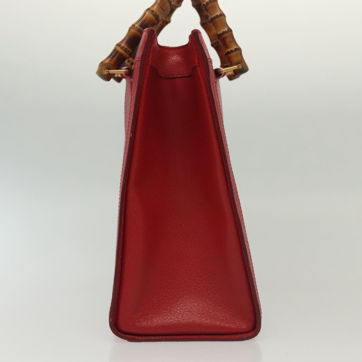 GUCCI Bamboo Hand Bag Leather Red Gold 002 2865 0260 Auth ep10194