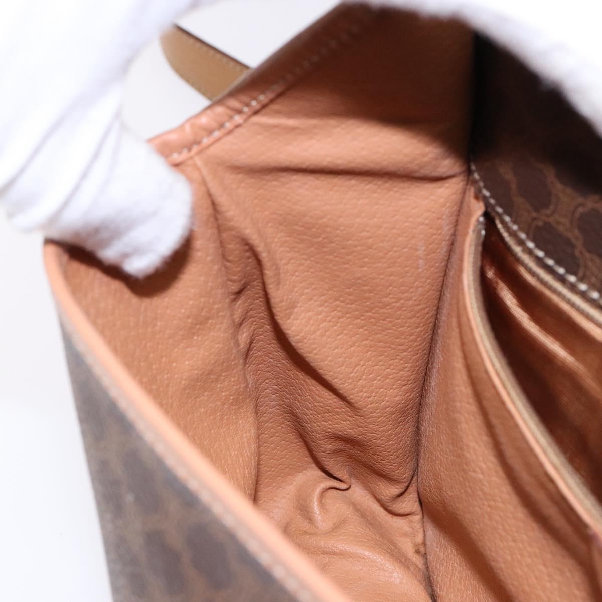 CELINE Macadam Canvas Shoulder Bag PVC Leather Brown Gold Auth ep10201