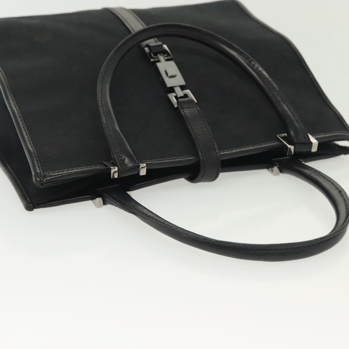 GUCCI GG Canvas Jackie Hand Bag Black Silver 002 1065 Auth ep10213