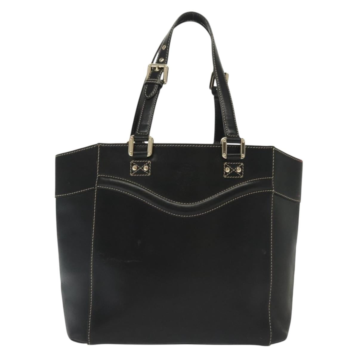 GUCCI Tote Bag Leather Gold Black 141432 Auth ep10234