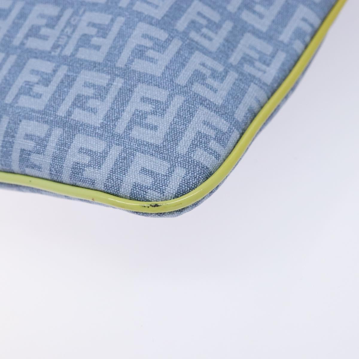 FENDI Zucchino Canvas Shoulder Bag PVC Blue Gold Auth ep10238