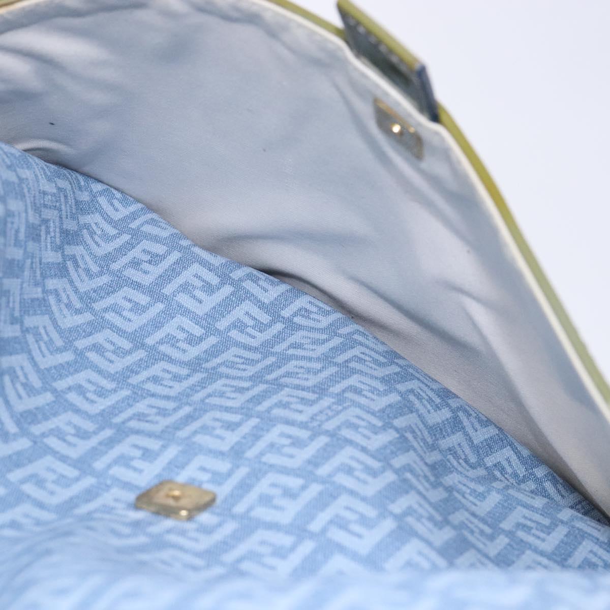 FENDI Zucchino Canvas Shoulder Bag PVC Blue Gold Auth ep10238