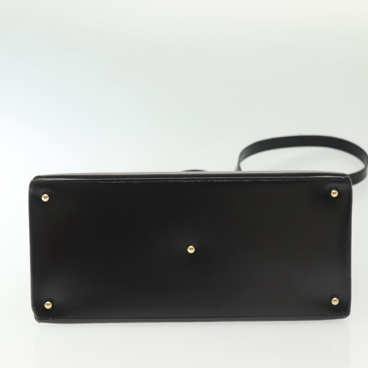 GUCCI Hand Bag Leather 2way Black Gold 000 2046 0562 Auth ep10245