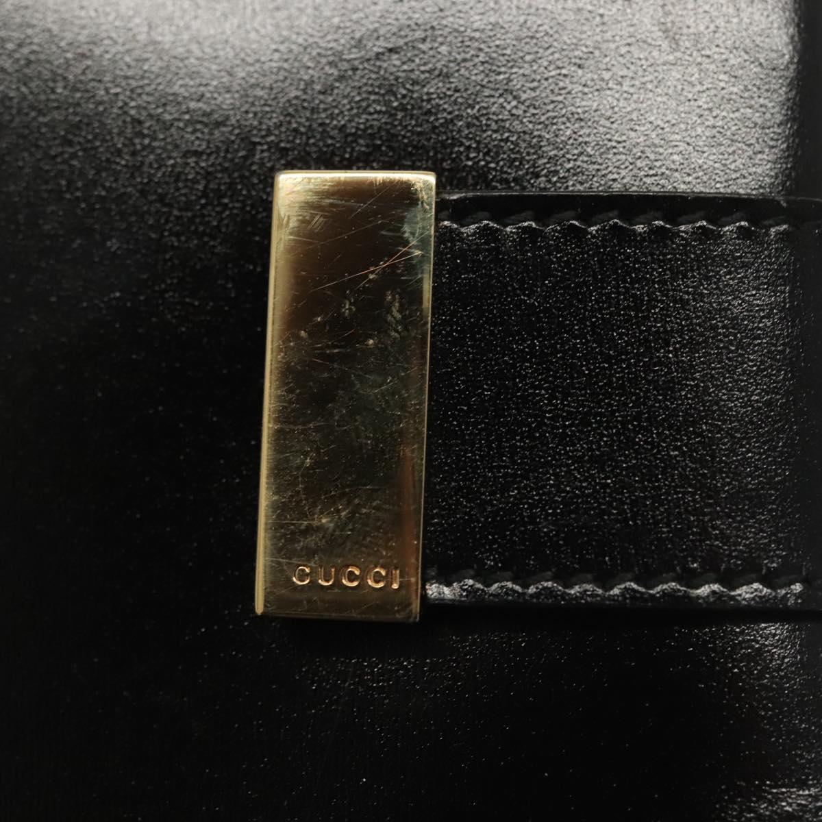 GUCCI Hand Bag Leather 2way Black Gold 000 2046 0562 Auth ep10245