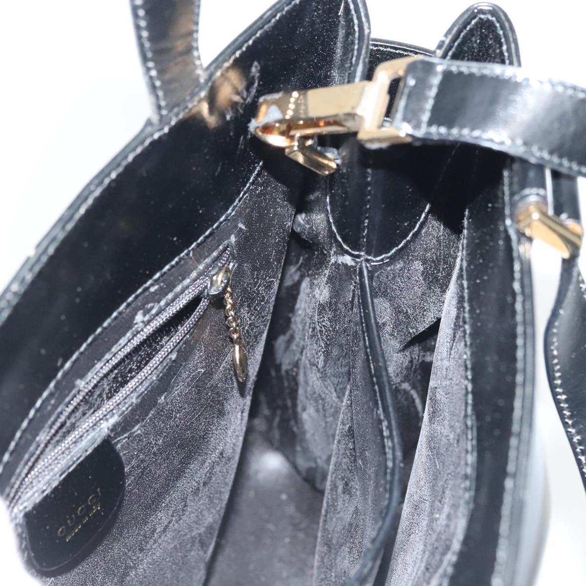 GUCCI Hand Bag Leather 2way Black Gold 000 2046 0562 Auth ep10245