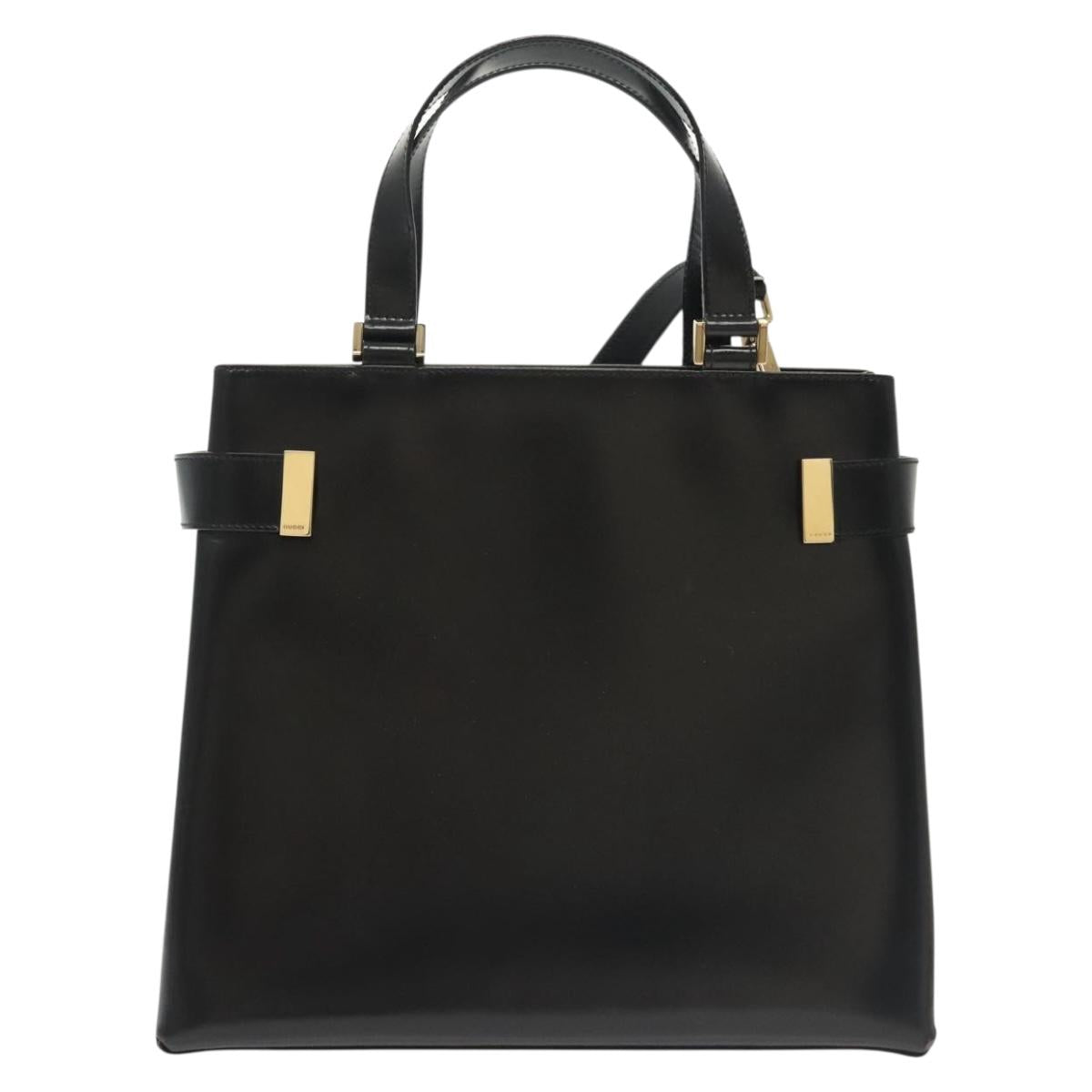 GUCCI Hand Bag Leather 2way Black Gold 000 2046 0562 Auth ep10245