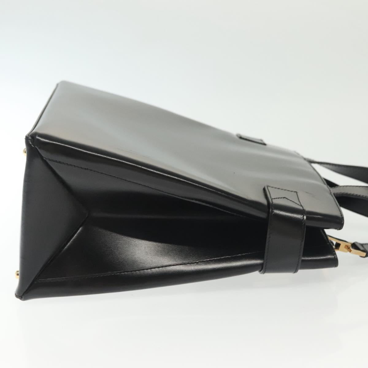 GUCCI Hand Bag Leather 2way Black Gold 000 2046 0562 Auth ep10245