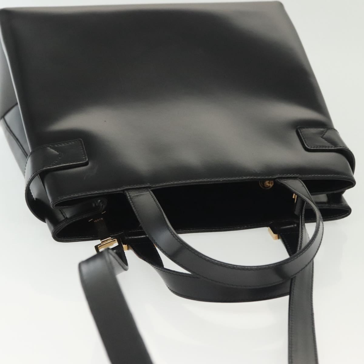 GUCCI Hand Bag Leather 2way Black Gold 000 2046 0562 Auth ep10245