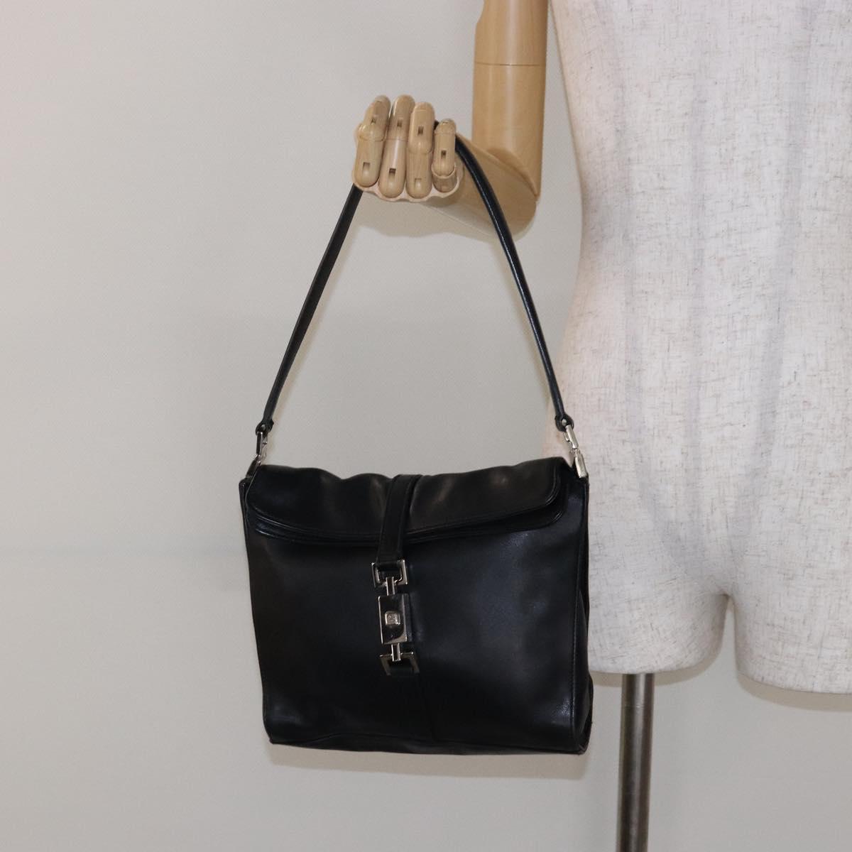 GUCCI Jackie Shoulder Bag Leather Black Silver 001 3734 Auth ep10249
