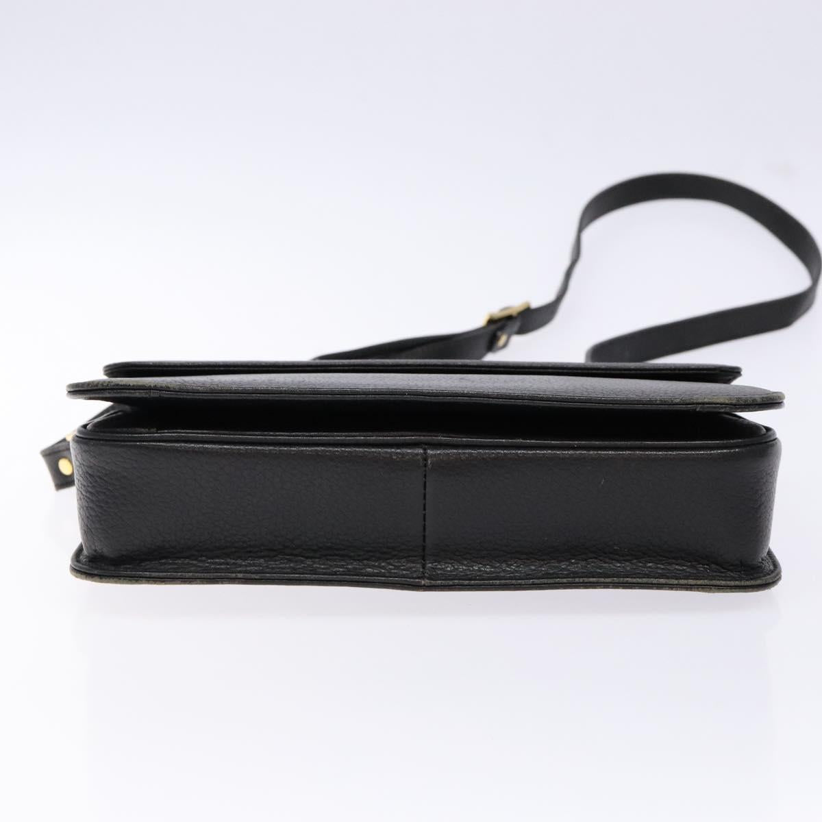 Burberrys Shoulder Bag Leather Black Gold Auth ep10251