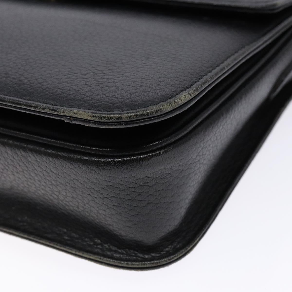 Burberrys Shoulder Bag Leather Black Gold Auth ep10251