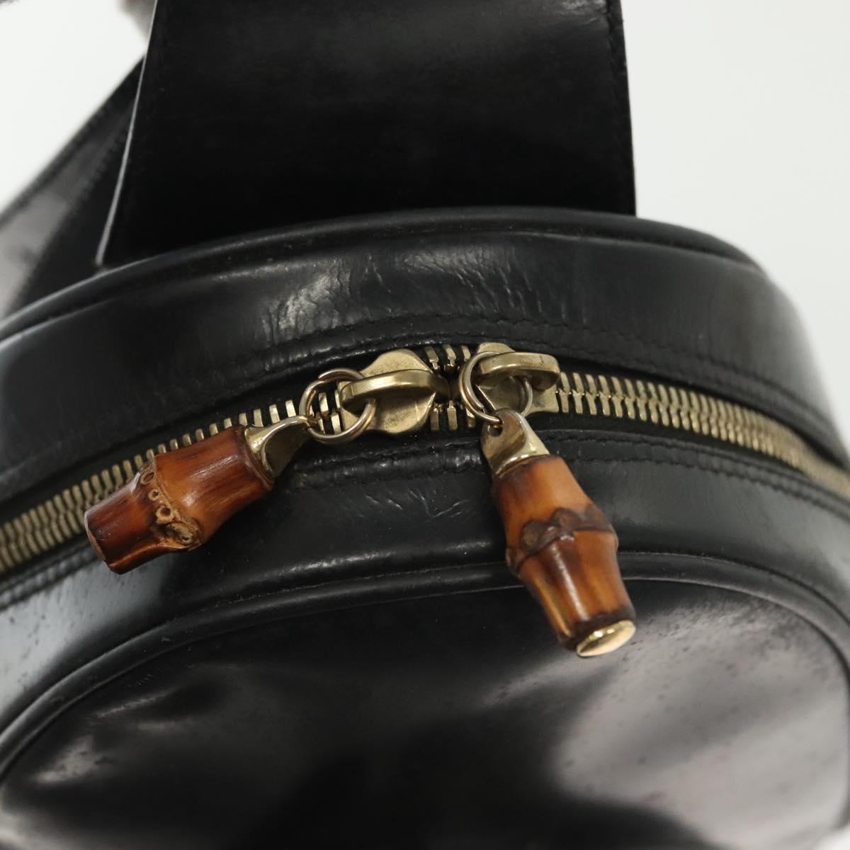 GUCCI Bamboo Body Bag Patent leather Black Silver 003 3444 0127 Auth ep10252