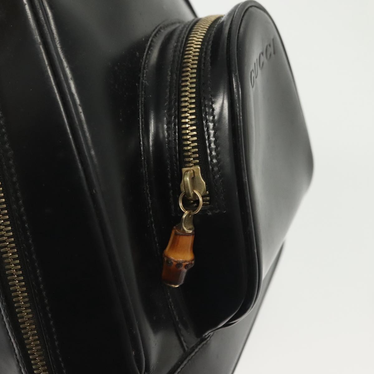 GUCCI Bamboo Body Bag Patent leather Black Silver 003 3444 0127 Auth ep10252