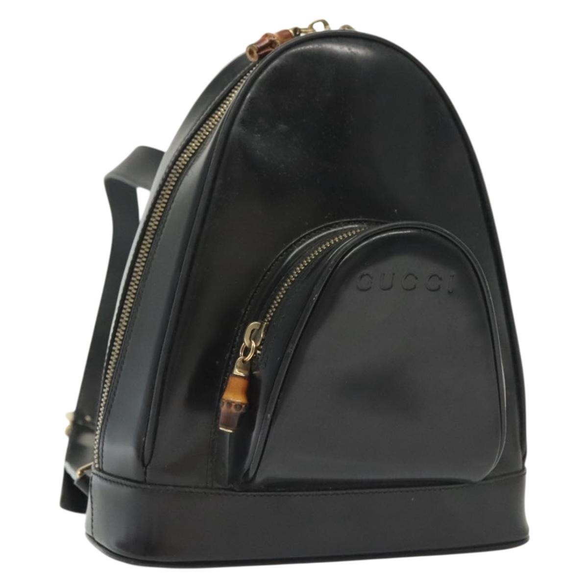 GUCCI Bamboo Body Bag Patent leather Black Silver 003 3444 0127 Auth ep10252