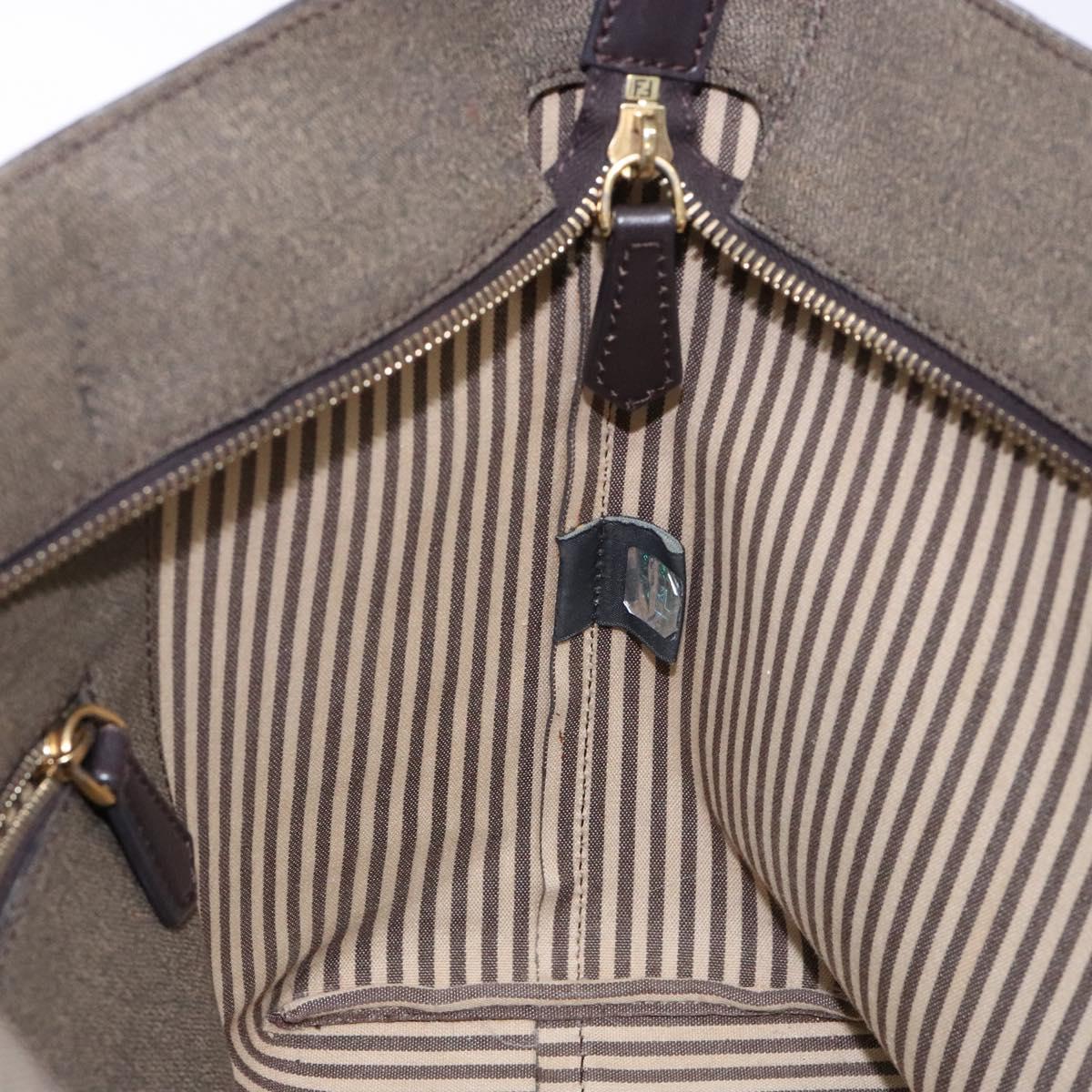 FENDI Zucca Canvas Tote Bag Black Brown Auth ep10256