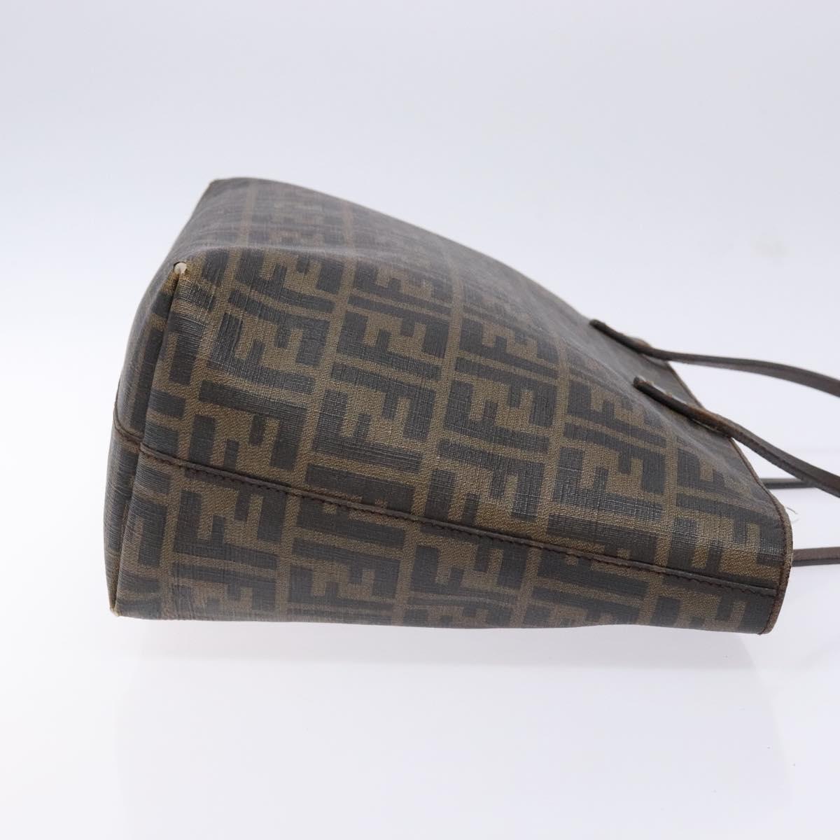 FENDI Zucca Canvas Tote Bag Black Brown Auth ep10256
