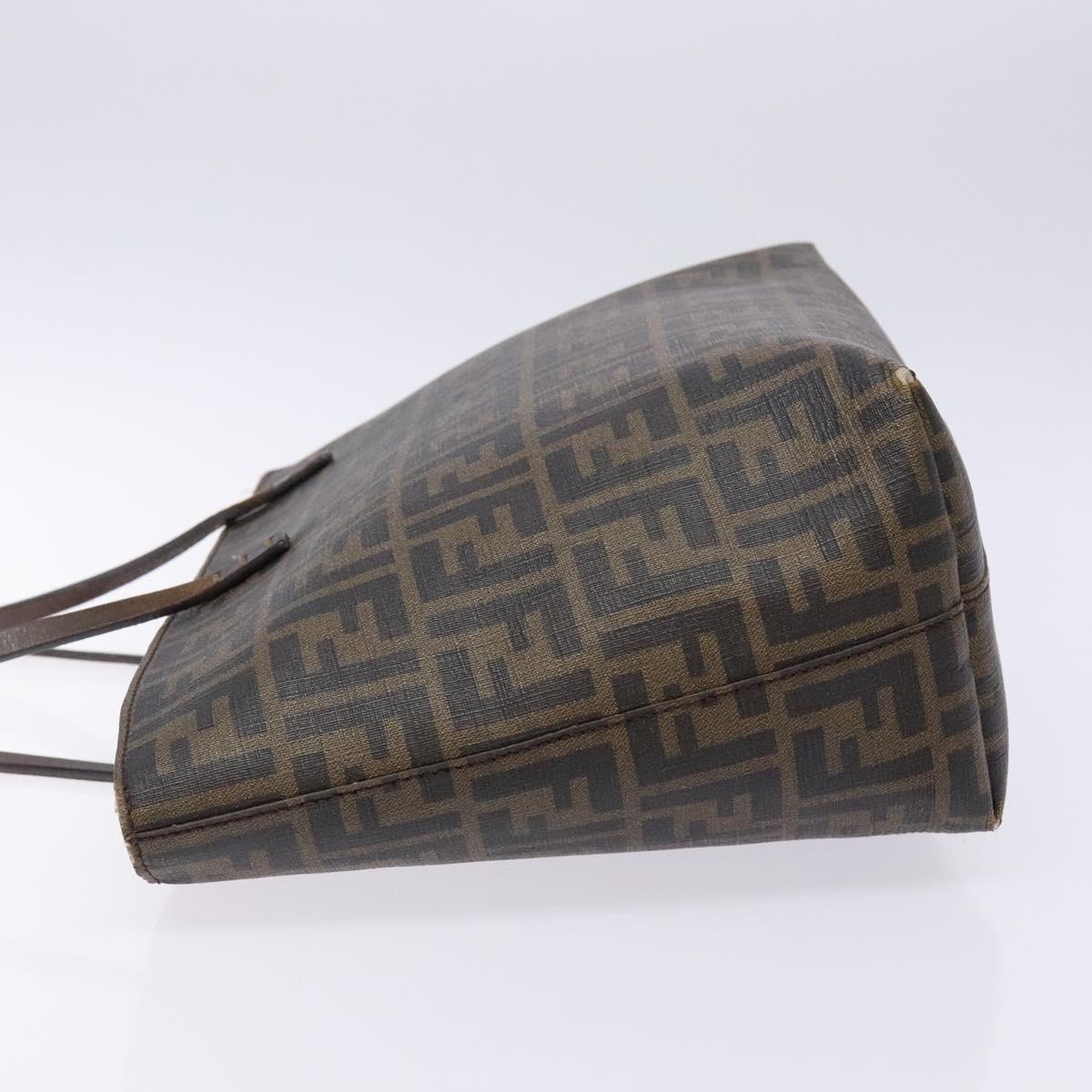 FENDI Zucca Canvas Tote Bag Black Brown Auth ep10256