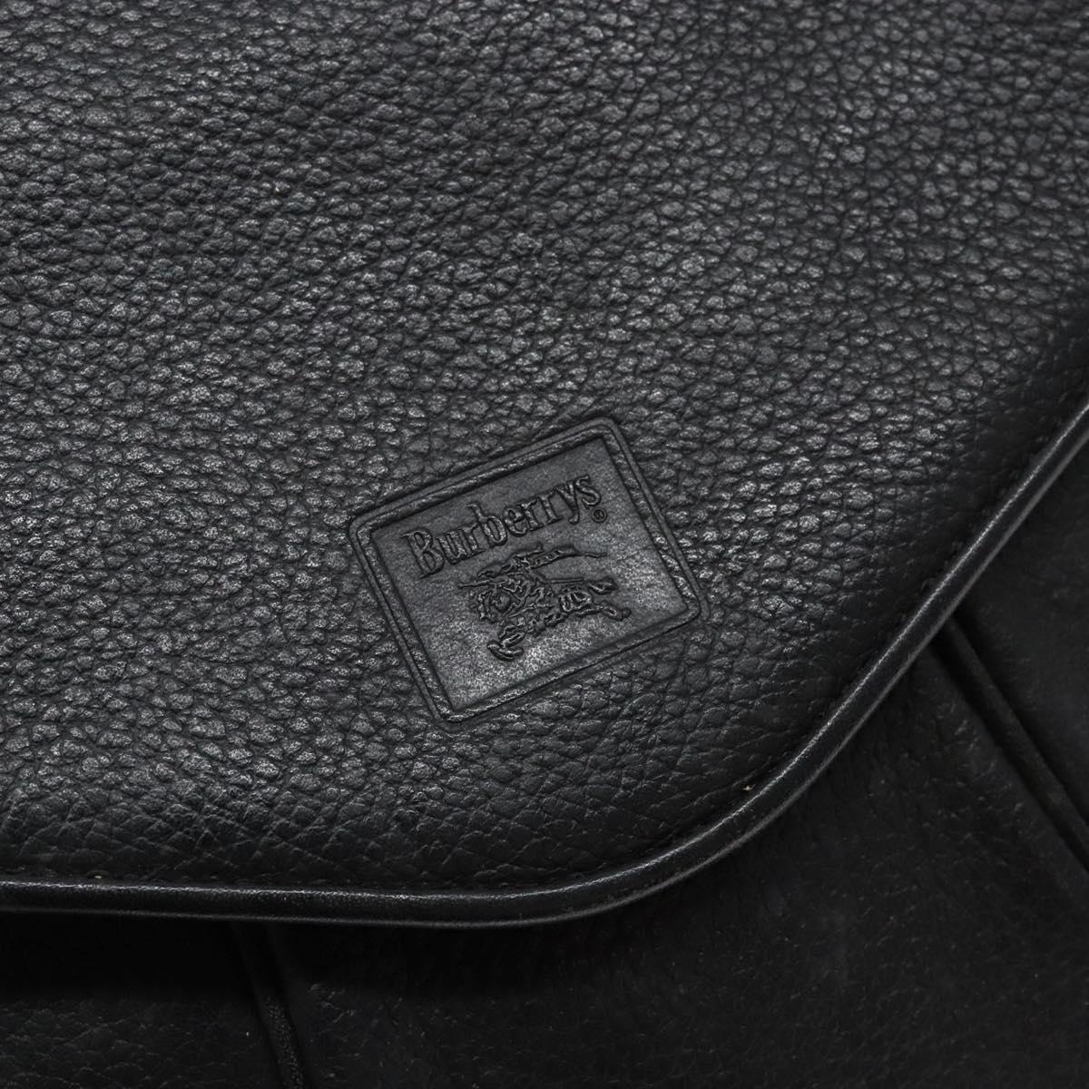 Burberrys Shoulder Bag Leather Black Gold Auth ep10257