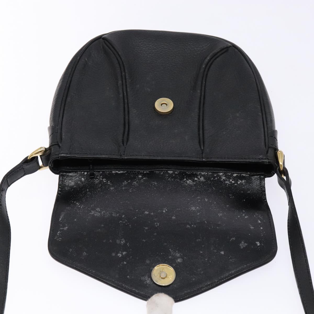 Burberrys Shoulder Bag Leather Black Gold Auth ep10257
