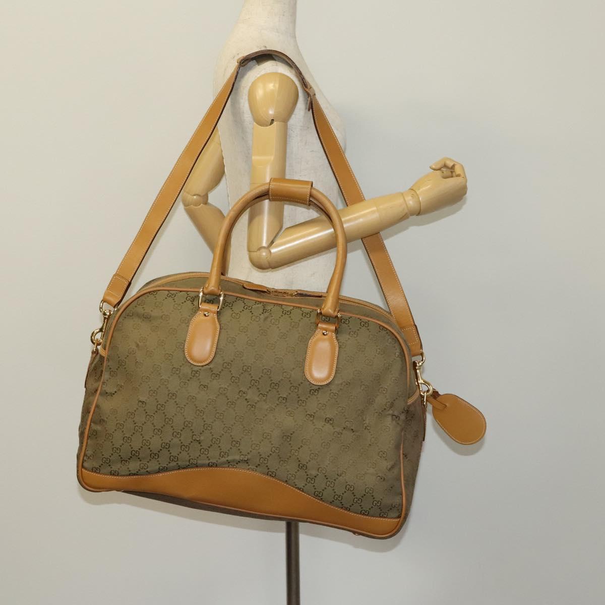 GUCCI GG Canvas Boston Bag 2way Gold Beige Auth ep10259