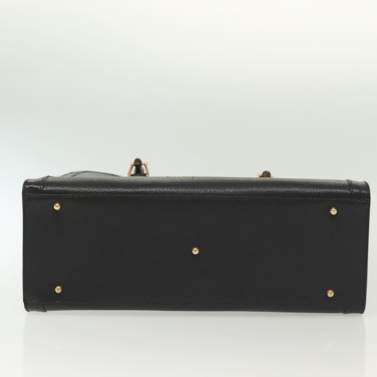 GUCCI Bamboo Hand Bag Leather Black Gold 002 1186 0260 Auth ep10262