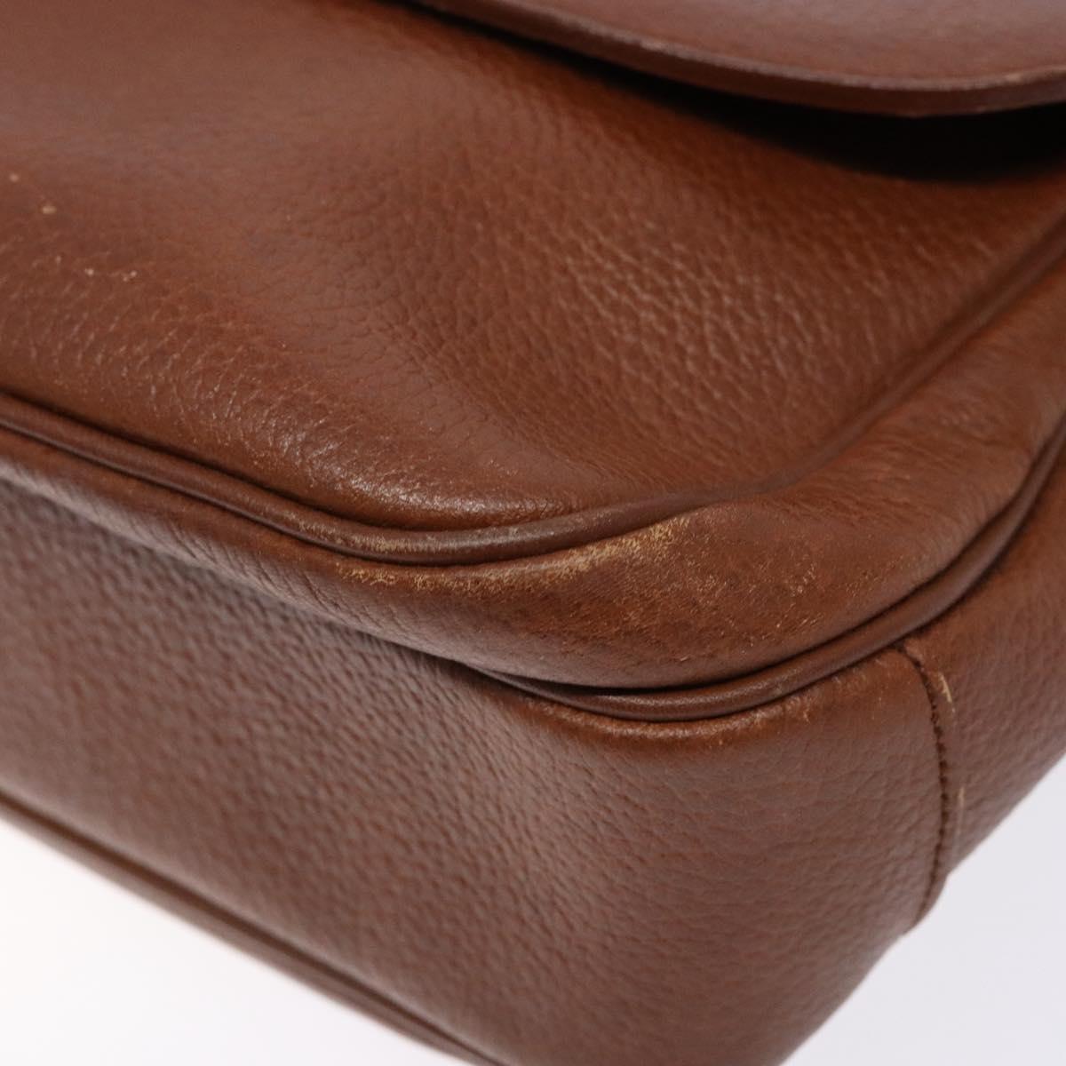 Burberrys Shoulder Bag Leather Gold Brown Auth ep10267