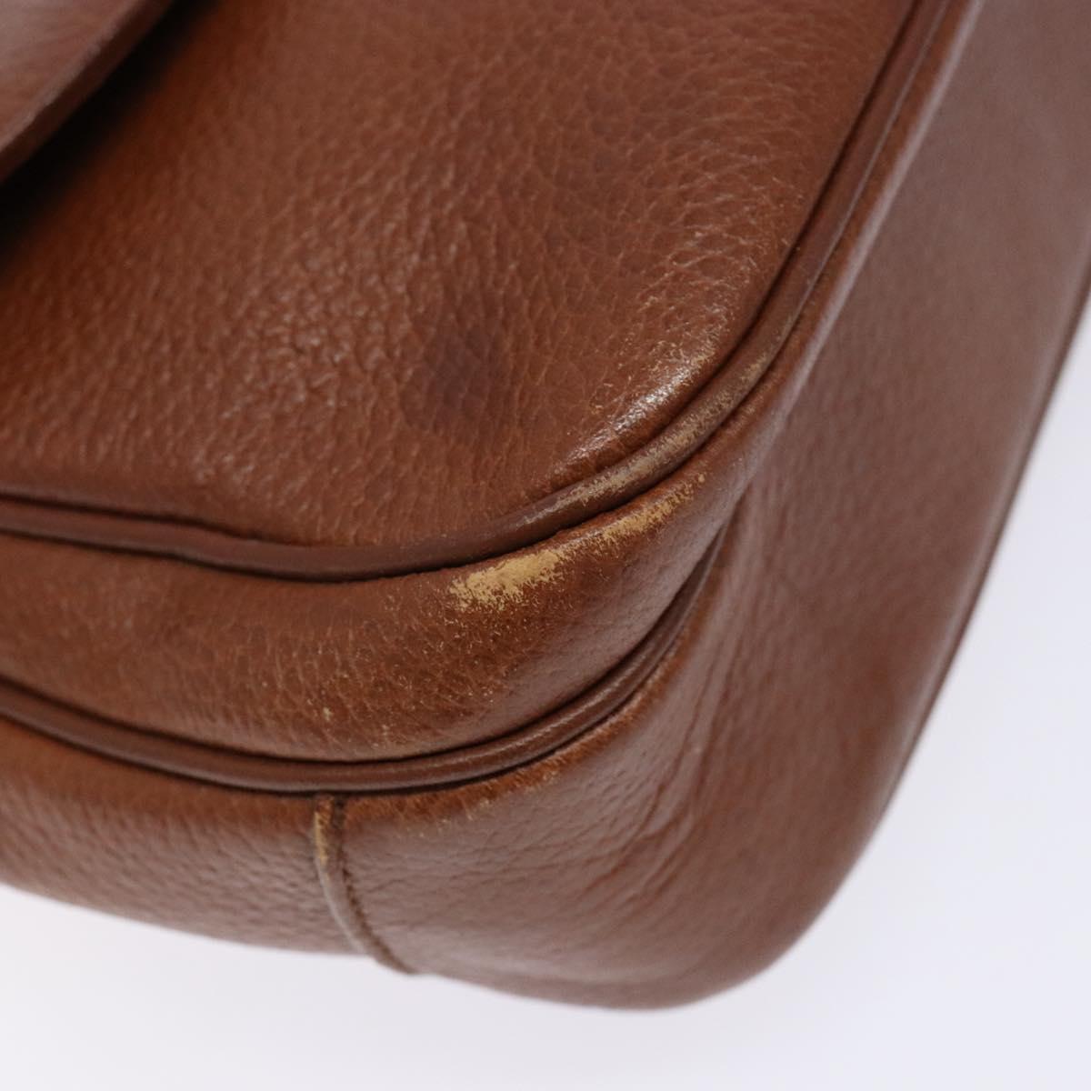 Burberrys Shoulder Bag Leather Gold Brown Auth ep10267