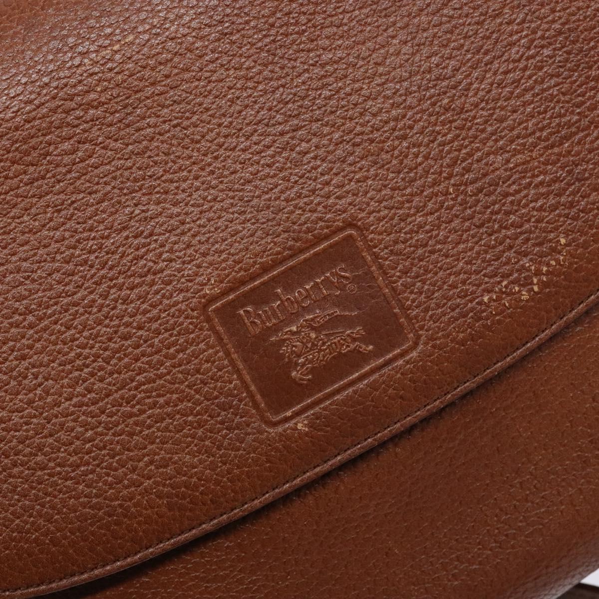 Burberrys Shoulder Bag Leather Gold Brown Auth ep10267