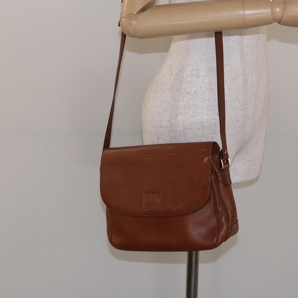 Burberrys Shoulder Bag Leather Gold Brown Auth ep10267