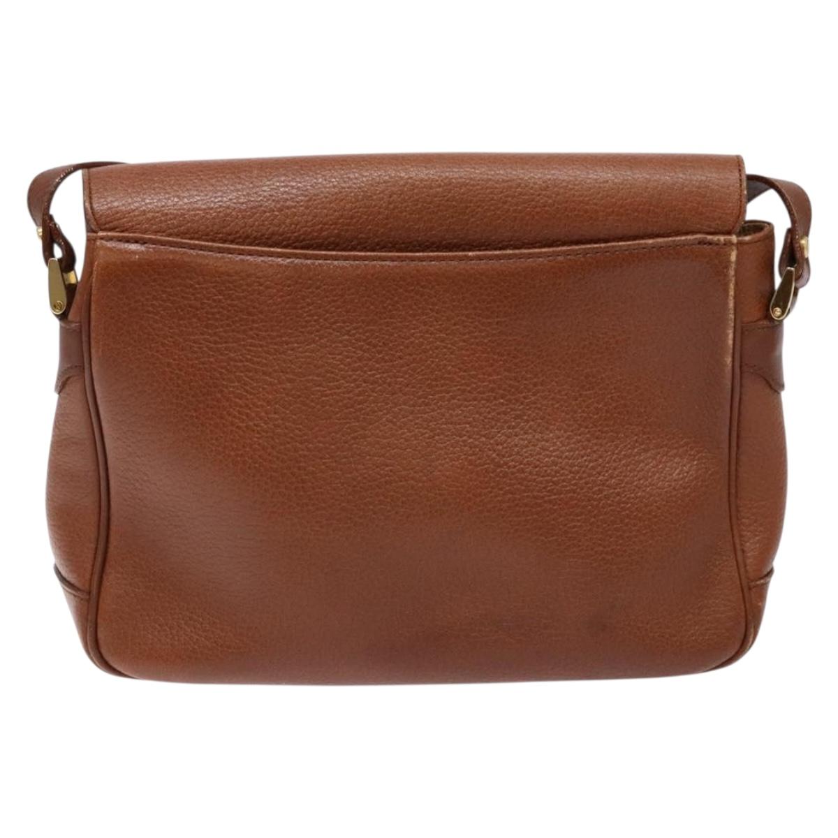 Burberrys Shoulder Bag Leather Gold Brown Auth ep10267