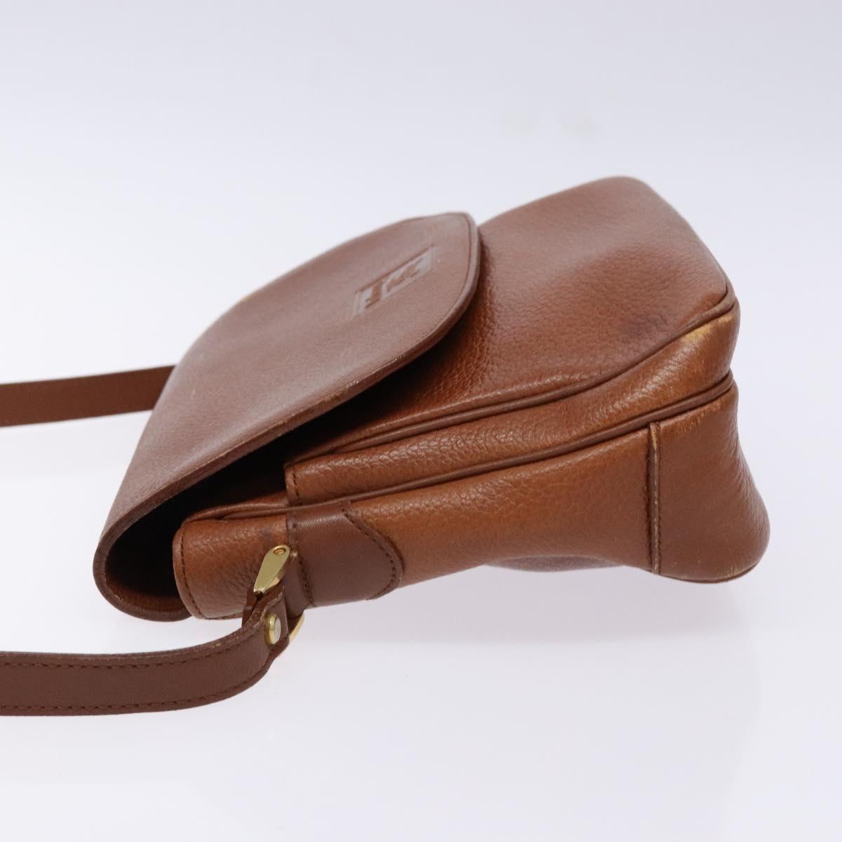 Burberrys Shoulder Bag Leather Gold Brown Auth ep10267