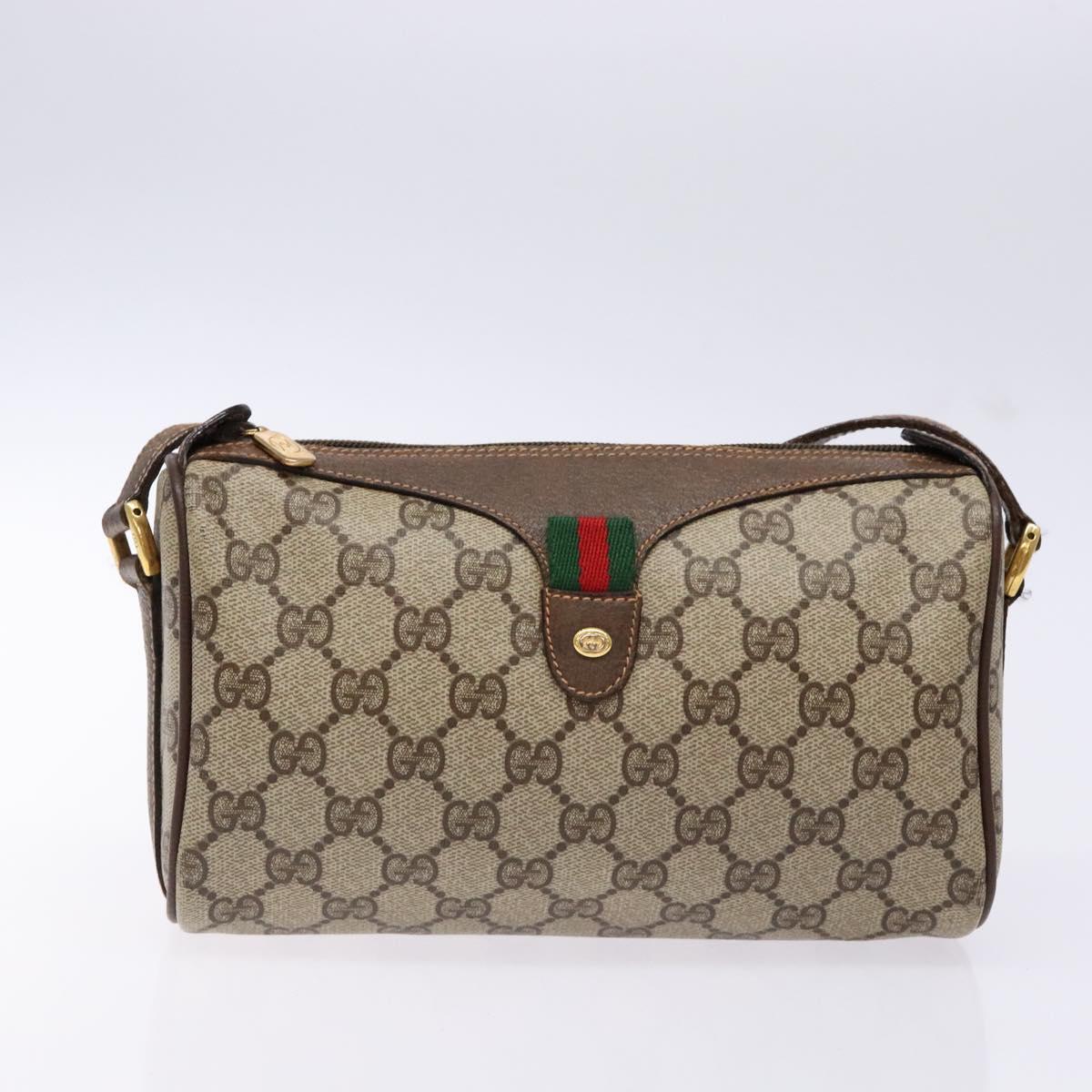 GUCCI GG Supreme Web Sherry Line Shoulder Bag PVC Beige 89 02 018 Auth ep10268