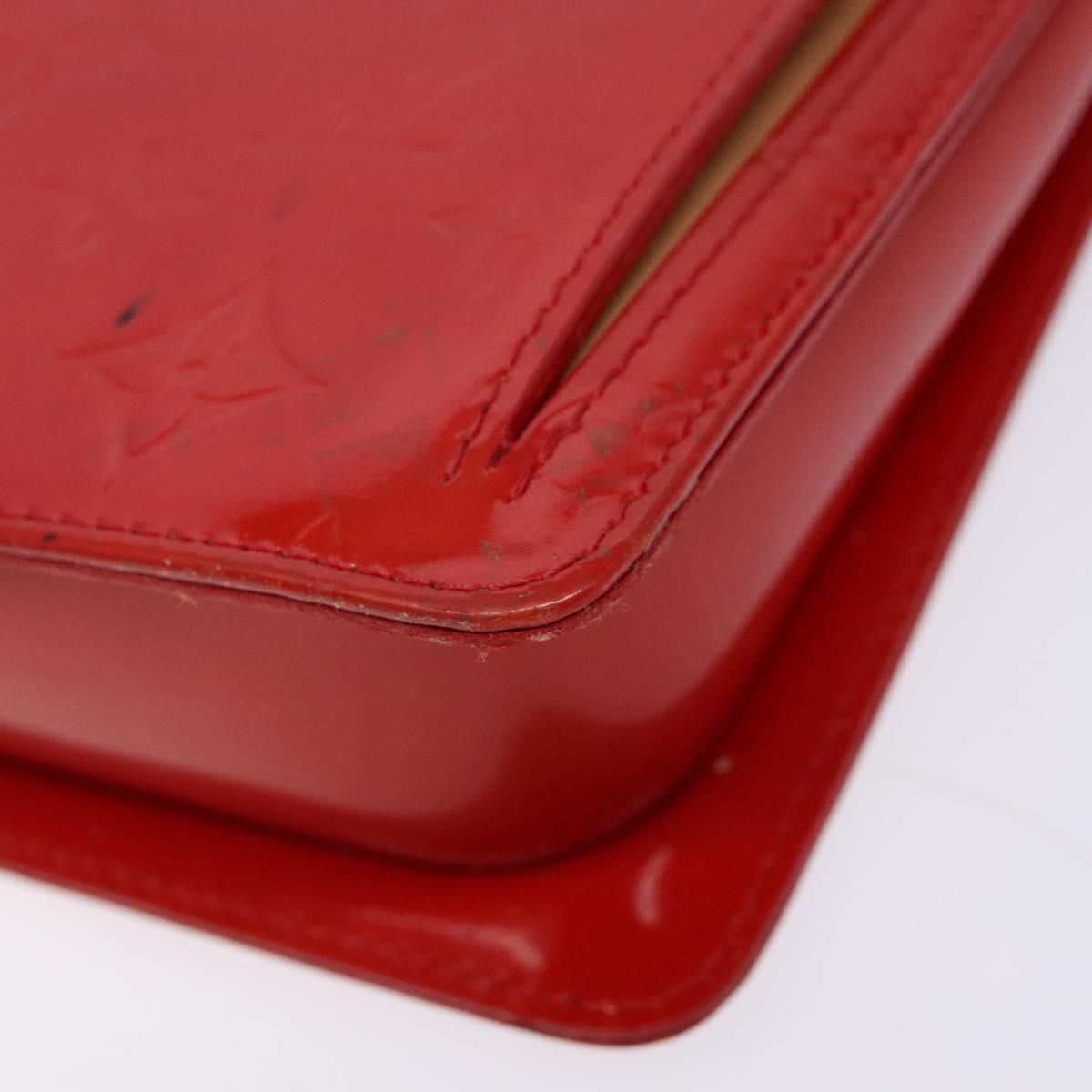 LOUIS VUITTON Monogram Vernis Motto Accessory Pouch Red M91137 LV Auth ep10275