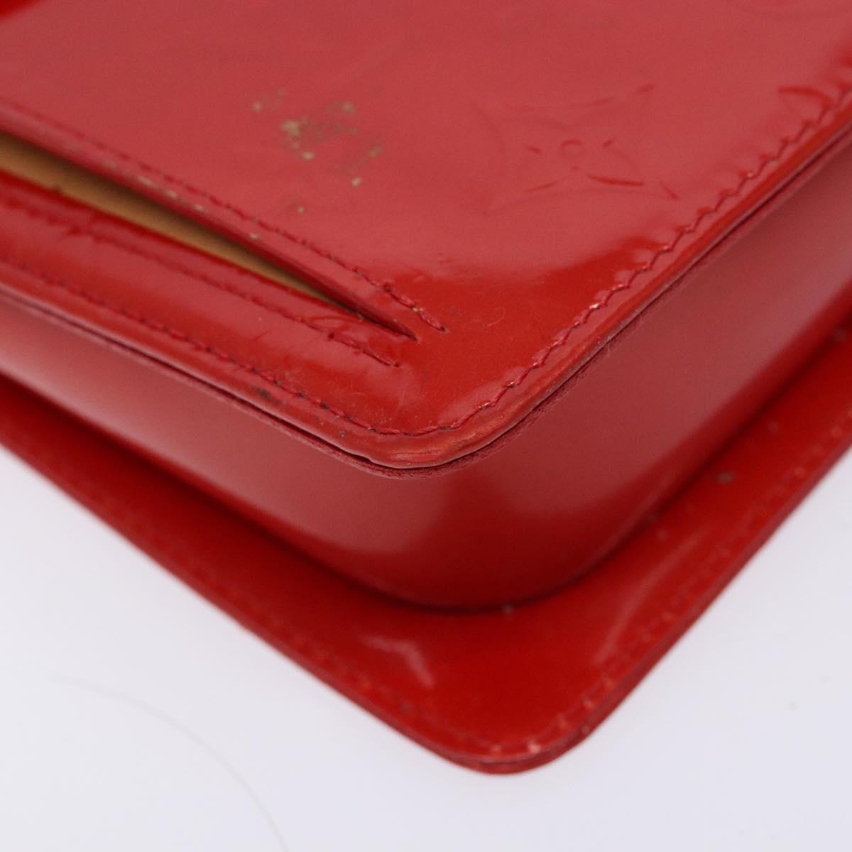 LOUIS VUITTON Monogram Vernis Motto Accessory Pouch Red M91137 LV Auth ep10275