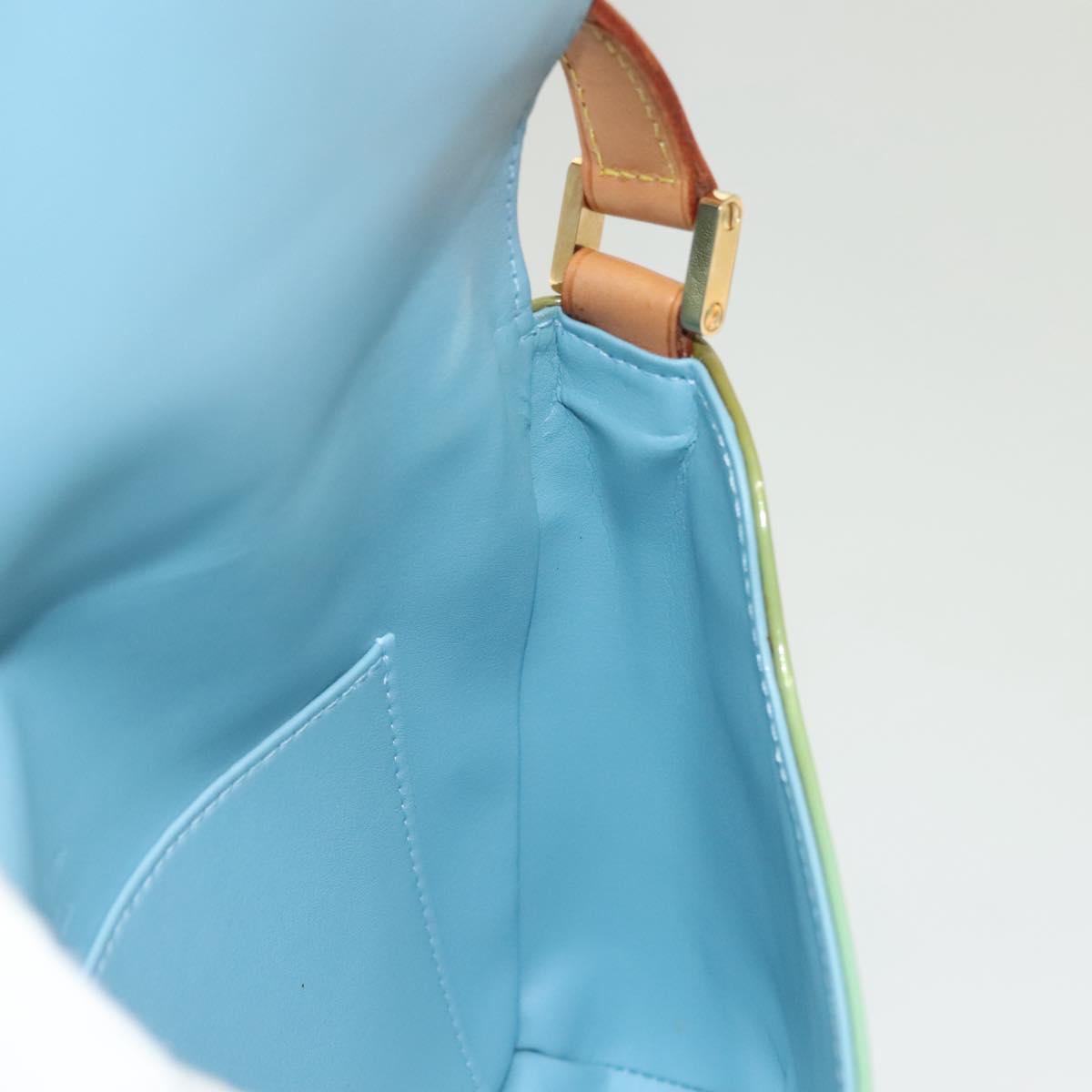 LOUIS VUITTON Monogram Vernis Thompson Street Bag Baby Blue M91009 Auth ep10278
